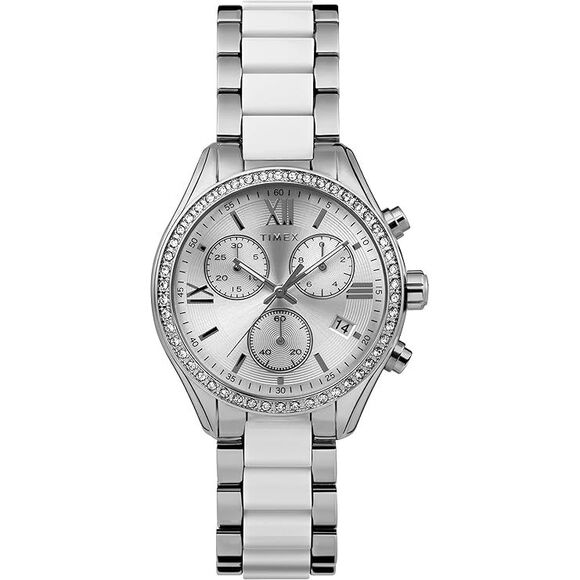 Timex Classic Chronograph Quartz Crystal Silver Dial Ladies Watch